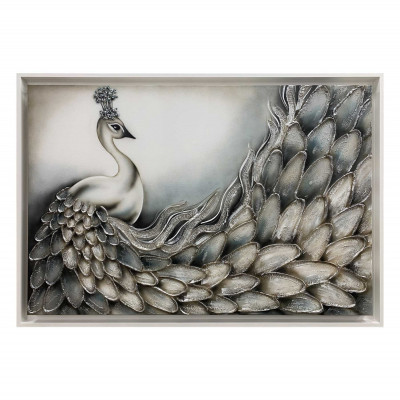 Art Maiora Quadro moderno su tela dipinta a mano Narciso 130x70 Colore: Petrolio/Argento