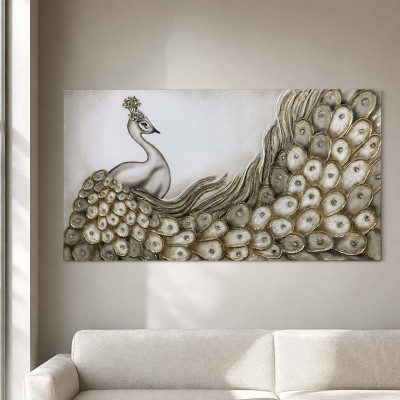 Art Maiora Quadro moderno su tela dipinta a mano Narciso 150x100 Colore: Oro/Bianco