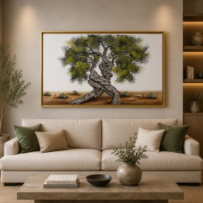 Art Maiora Quadro paesaggio natura su tela dipinta a mano Tramonto Romantico 150x80