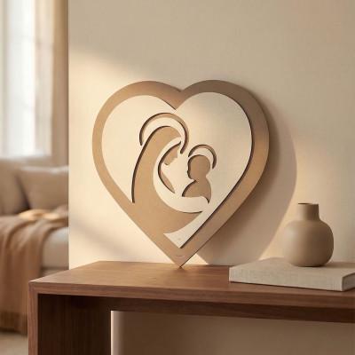 Arti e Mestieri Cuore Capezzale in metallo con la maternità Colore: Beige/Avorio