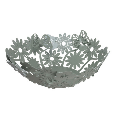 Arti e Mestieri Margherite Centro tavola grande in metallo dal design moderno ed elegante Colore: Grigio Verde