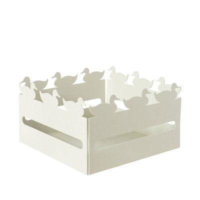 Arti e Mestieri Duck Cestino pane in metallo dal design moderno Colore: Avorio