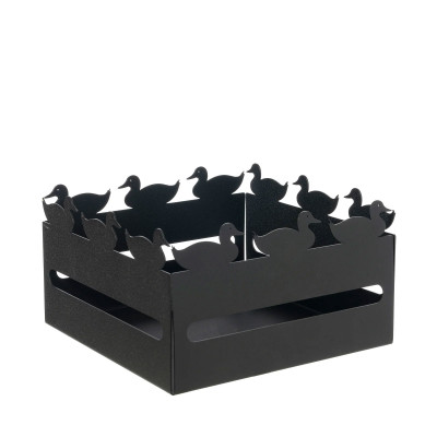 Arti e Mestieri Duck Cestino pane in metallo dal design moderno Colore: Nero