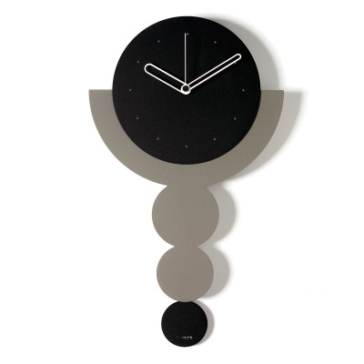 Arti e Mestieri - Trilogy - Orologio da parete moderno a pendolo con forme geometriche in metallo - Colore: Nero/Fango - SKU: 0OR5009C360