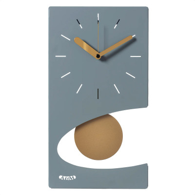 Arti e Mestieri - Eclipse - Orologio da parete moderno a pendolo in metallo con design geometrico - Colore: Verde/Oro - SKU: 0OR3962C12