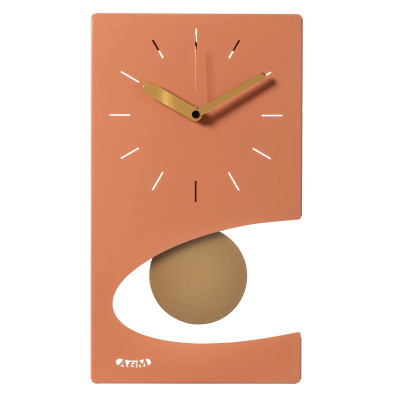 Arti e Mestieri - Eclipse - Orologio da parete moderno a pendolo in metallo con design geometrico - Colore: Pesca/Oro - SKU: 0OR3962C23