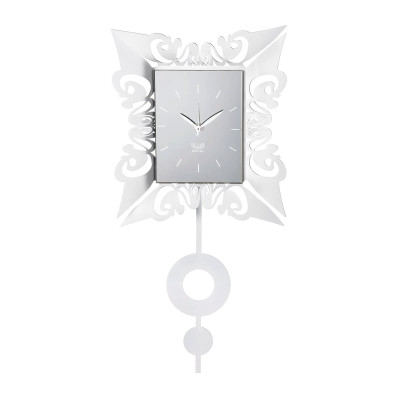 Arti e Mestieri - Vaniti - Orologio da parete decorativo con pendolo in metallo dallo stile elegante - Colore: Bianco Marmo - SKU: 0OR3914C158