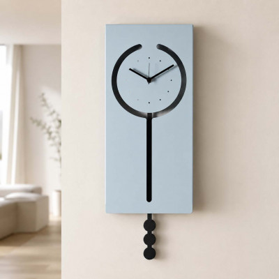 Arti e Mestieri Omega Orologio da parete a pendolo in metallo rettangolare dal design moderno Colore: Cenere