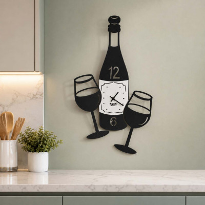 Arti e Mestieri Cin Cin Orologio da parete in metallo dal design moderno Colore: Nero