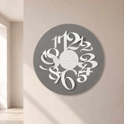 Arti e Mestieri Orologio da parete con numeri grandi con effetto tridimensionale "Focus" Colore: Fango/Avorio