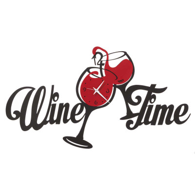 Arti e Mestieri - Wine Time - Orologio da parete da cucina con calici e lancette in metallo - Colore: Nero/Rosso - SKU: 0OR3409C192