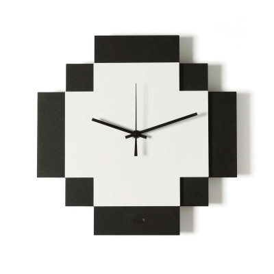 Arti e Mestieri - Tetris - Orologio da parete quadrato moderno con design geometrico sovrapposto - Colore: Nero/Bianco Marmo - SKU: 0OR5066C170
