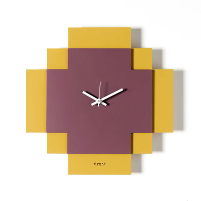 Arti e Mestieri - Tetris - Orologio da parete quadrato moderno con design geometrico sovrapposto - Colore: Viola - SKU: 0OR5066C194