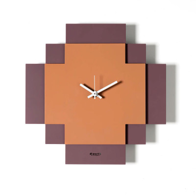 Arti e Mestieri - Tetris - Orologio da parete quadrato moderno con design geometrico sovrapposto - Colore: Pesca - SKU: 0OR5066C196