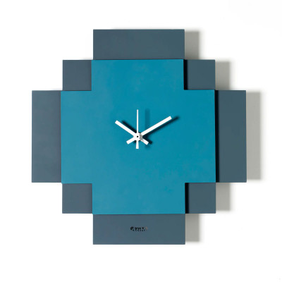 Arti e Mestieri - Tetris - Orologio da parete quadrato moderno con design geometrico sovrapposto - Colore: Blu - SKU: 0OR5066C210
