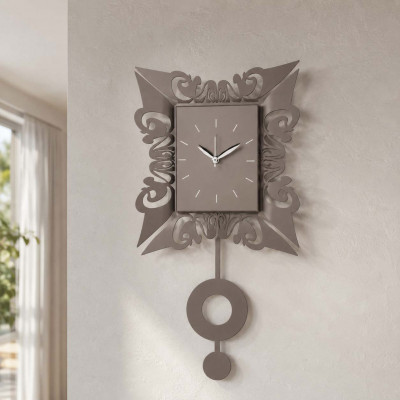 Arti e Mestieri Vaniti Orologio da parete decorativo con pendolo in metallo dallo stile elegante Colore: Fango