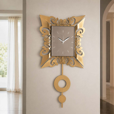 Arti e Mestieri Vaniti Orologio da parete decorativo con pendolo in metallo dallo stile elegante Colore: Oro
