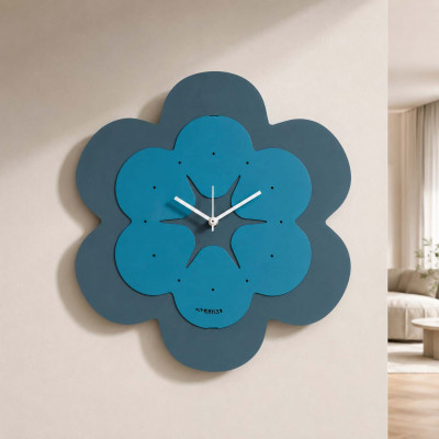 Arti e Mestieri Florindo Orologio da parete decorativo in metallo a forma di fiore moderno Colore: Blu