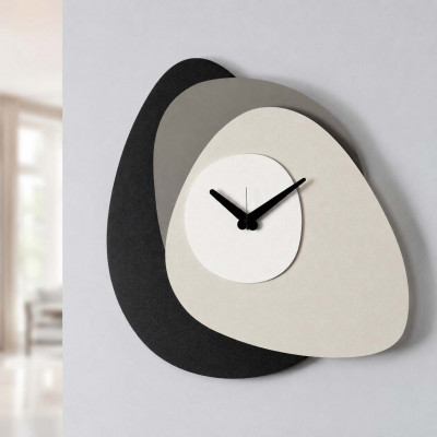 Arti e Mestieri Grease Orologio da parete design moderno geometrico in metallo multistrato Colore: Avorio