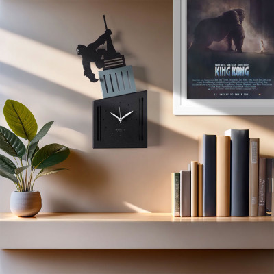 Arti e Mestieri King Kong Orologio da parete di design in metallo Colore: Nero/Petrolio