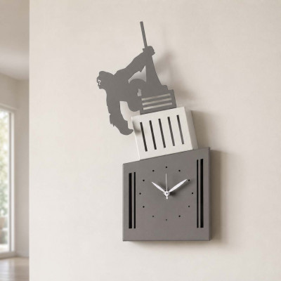 Arti e Mestieri King Kong Orologio da parete di design in metallo Colore: Fango/Avorio