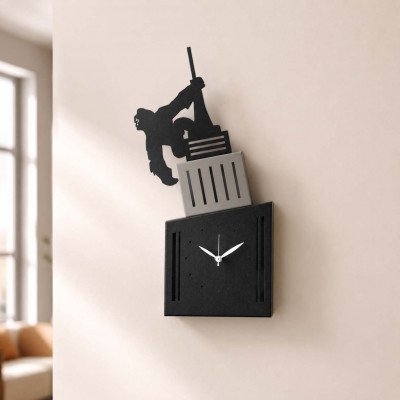Arti e Mestieri King Kong Orologio da parete di design in metallo Colore: Nero/Fango