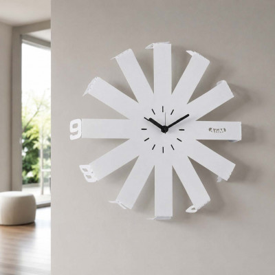 Arti e Mestieri Lumor Orologio da parete di design Colore: Bianco Marmo/Nero