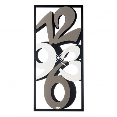 Arti e Mestieri - Vision - Orologio da parete elegante rettangolare in metallo dal design moderno - Colore: Nero/Fango/Bianco Marmo - SKU: 0OR3846C329