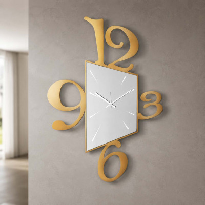 Arti e Mestieri Prospettiva Orologio da parete grande di design con effetto prospettiva in metallo Colore: Oro