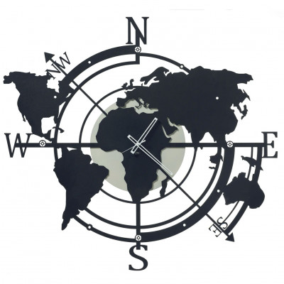  Arti e Mestieri - Planisfero - Orologio da parete grande in metallo dalle linee moderne - SKU: 0OR3738 