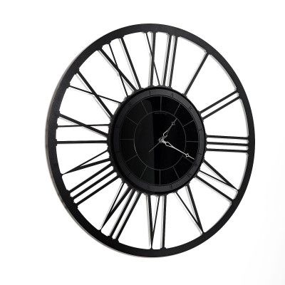 Arti e Mestieri - Big Lux - Orologio da parete grande di design in metallo con numeri romani - Colore: Nero - SKU: 0OR3260C71
