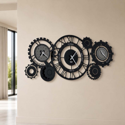 Arti e Mestieri Orologio da parete grande ingranaggi decorativi stile industriale Fuso Meccano Colore: Fango/Nero