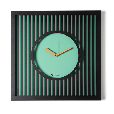 Arti e Mestieri - Tiffany - Orologio da parete moderno in metallo con quadrante circolare cornice traforata - Colore: Verde Acqua - SKU: 0OR3999C182