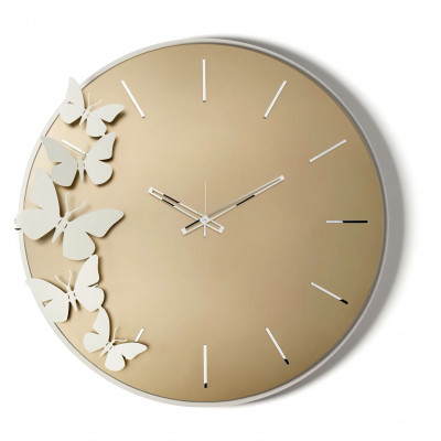 Arti e Mestieri - Diana - Orologio da parete in metallo con quadrante in vetro dal design moderno - Colore: Avorio - SKU: 0OR5170C103V905