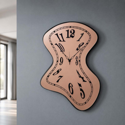 Arti e Mestieri Salvador Orologio da parete in metallo con quadrante in vetro di design moderno Colore: Nero/Rosa