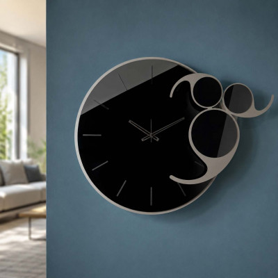 Arti e Mestieri Apostrofo Orologio da parete in metallo con quadrante in vetro specchiato Colore: Fango