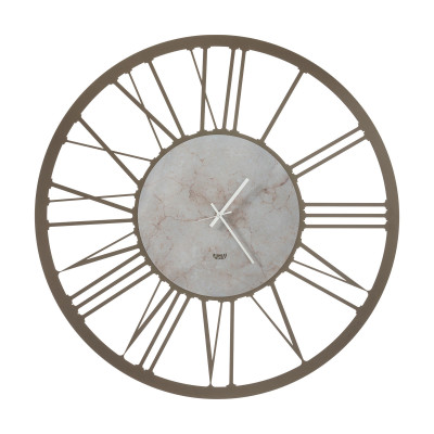 Arti e Mestieri - Marmo - Orologio da parete in metallo con numeri romani e finitura marmo design moderno - Colore: Bronzo - SKU: 0OR3829C301