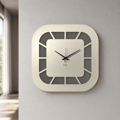 Arti e Mestieri Exo Orologio da parete minimalista dalle linee arrotondate Colore: Fango/Avorio