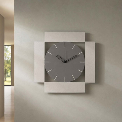 Arti e Mestieri Radical Orologio da parete minimalista in metallo dal design moderno Colore: Avorio/Fango