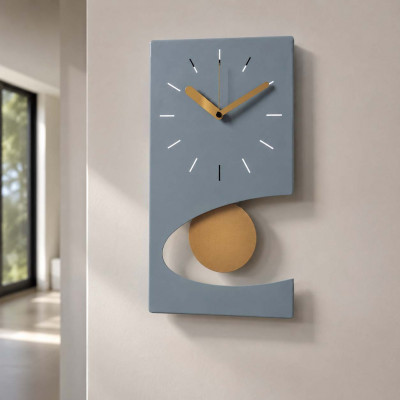 Arti e Mestieri Eclipse Orologio da parete moderno a pendolo in metallo con design geometrico Colore: Verde/Oro