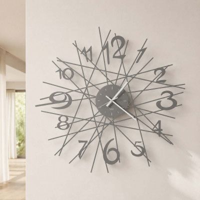 Arti e Mestieri Zig Zag Orologio da parete moderno di design con struttura a raggiera in metallo Colore: Fango