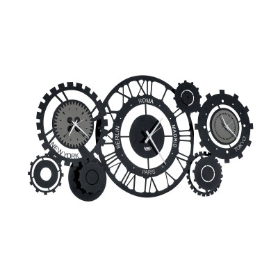 Arti e Mestieri - Orologio da parete grande ingranaggi decorativi stile industriale Fuso Meccano - Colore: Fango/Nero - SKU: 0OR3112C293