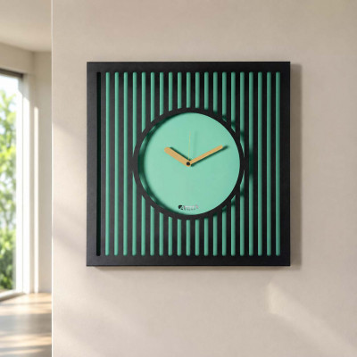 Arti e Mestieri Tiffany Orologio da parete moderno in metallo con quadrante circolare cornice traforata Colore: Verde Acqua