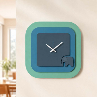 Arti e Mestieri Tino Orologio da parete quadrato moderno in metallo con dettaglio decorativo elegante Colore: Verde Acqua/Blu/Petrolio