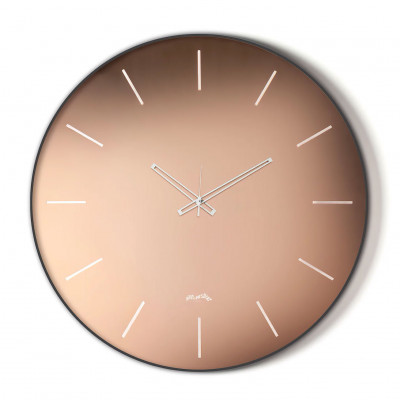 Arti e Mestieri - Giotto 60 - Orologio da parete rotondo in metallo con quadrante in vetro di design - Colore: Nero/Rosa - SKU: 0OR5251C71V906