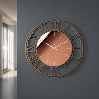 Arti e Mestieri Axis 70 Orologio da parete rotondo in metallo con quadrante in vetro specchiato Colore: Ambra