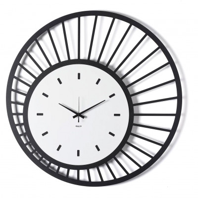 Arti e Mestieri - Ray - Orologio da parete rotondo in metallo dal design moderno - Colore: Nero/Bianco Marmo - SKU: 0OR5146C170