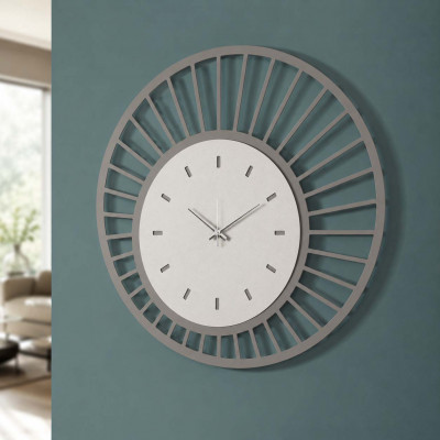 Arti e Mestieri Ray Orologio da parete rotondo in metallo dal design moderno Colore: Fango/Avorio