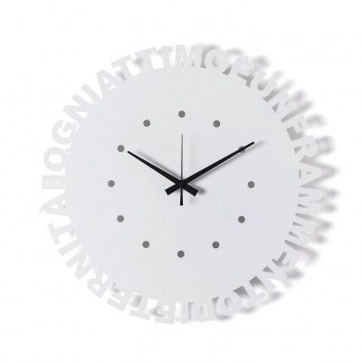  Arti e Mestieri - Wordshow - Orologio da parete rotondo minimalista dal design moderno - Colore: Bianco Marmo - SKU: 0OR5150C158 