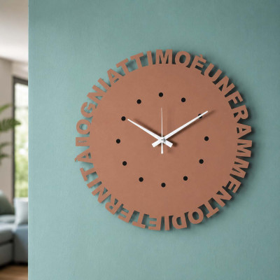 Arti e Mestieri Wordshow Orologio da parete rotondo minimalista dal design moderno Colore: Moka